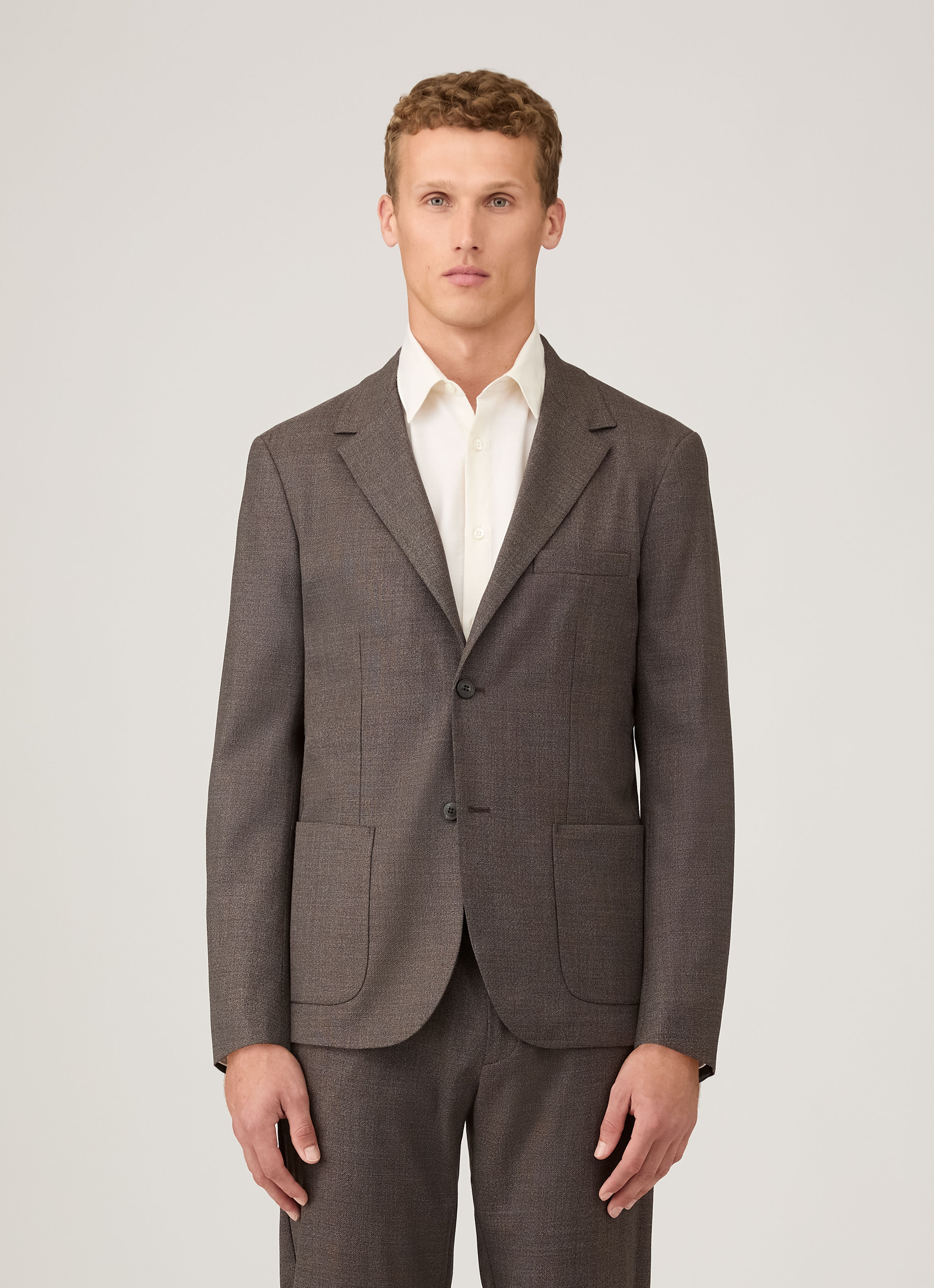 Men's Lightweight Travel Wool Blazer in Light Coffee Melange | Sunspel