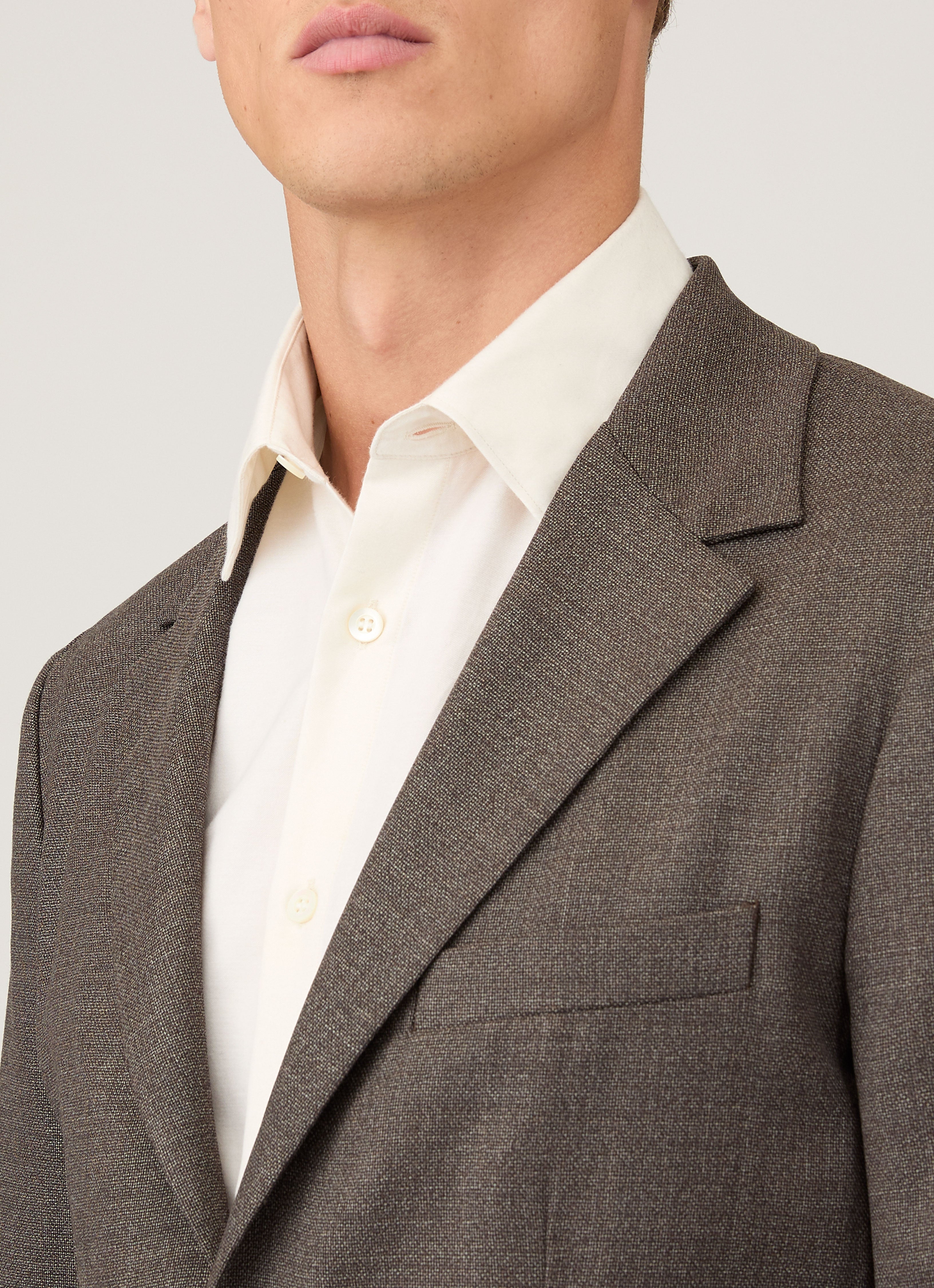 Men's Lightweight Travel Wool Blazer in Light Coffee Melange | Sunspel