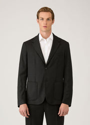 Men's Lightweight Travel Wool Blazer in Dark Charcoal Melange