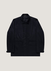 Men's Wool Cashmere Flannel Field Jacket in Navy