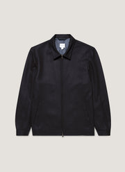 Men's Boiled Wool Harrington Jacket in Navy