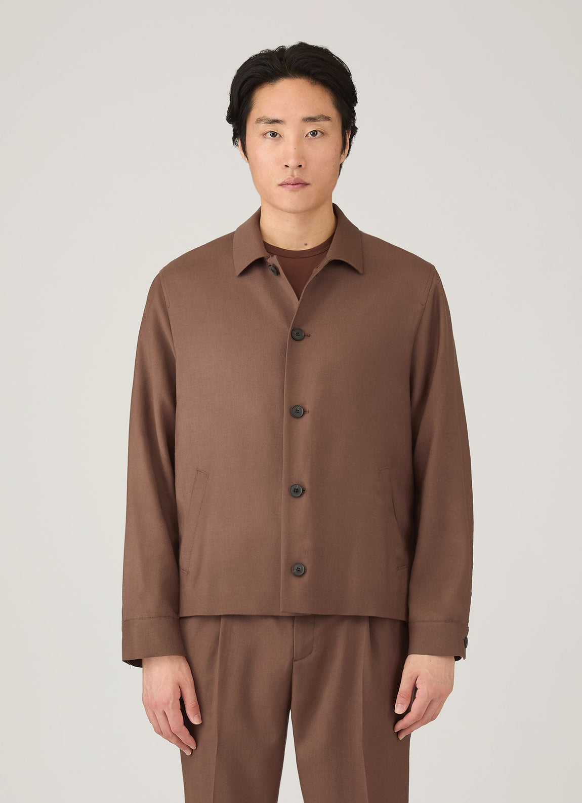 Men's Wool Twill Jacket in Light Brown