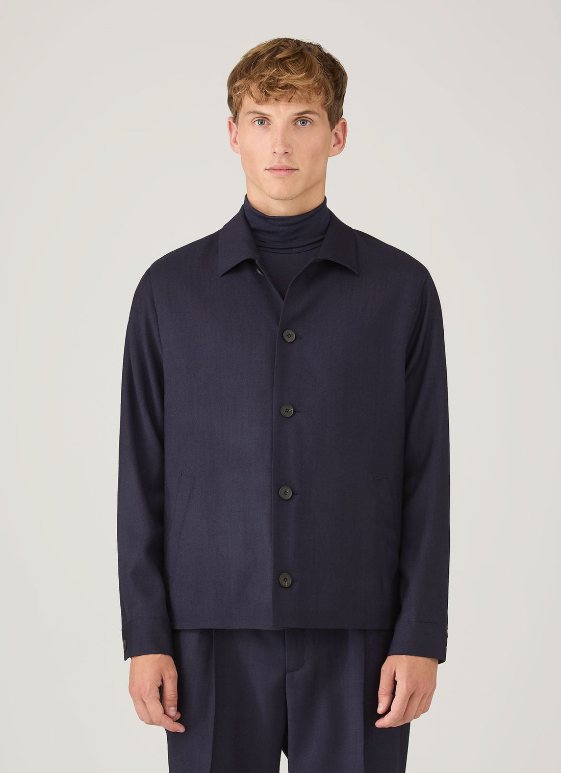 Men's Wool Twill Jacket in Navy