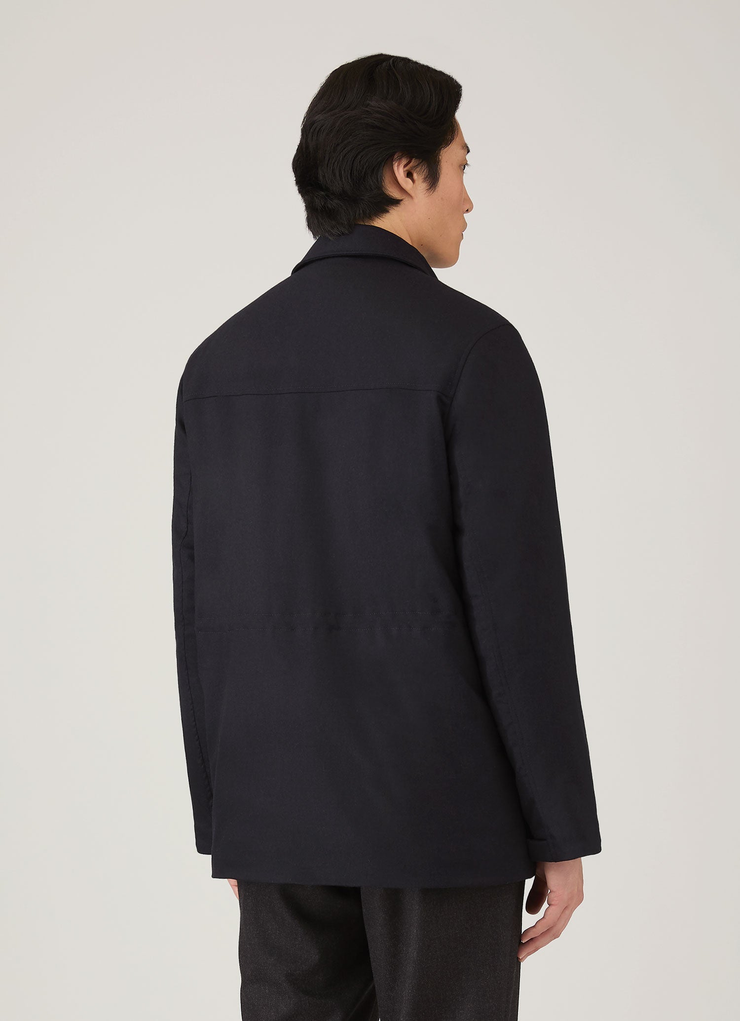 Men's Wool Cashmere Field Jacket in Navy | Sunspel