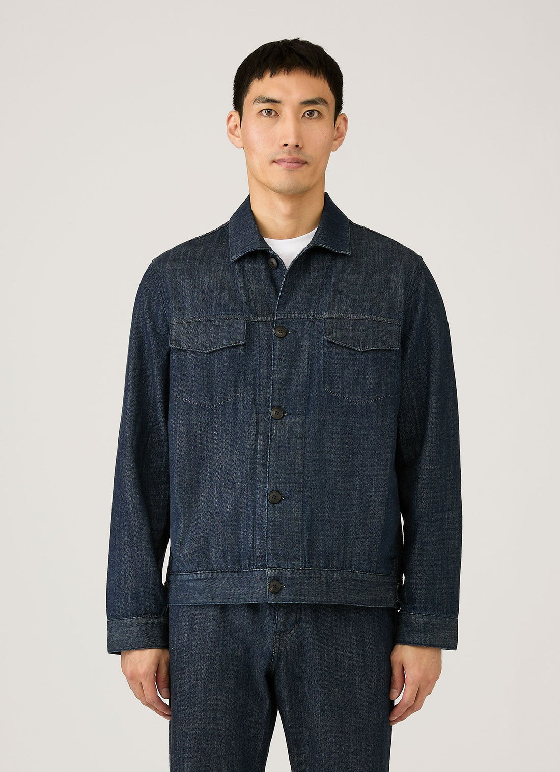 Men's Japanese Denim Jacket in Rinse Wash Denim
