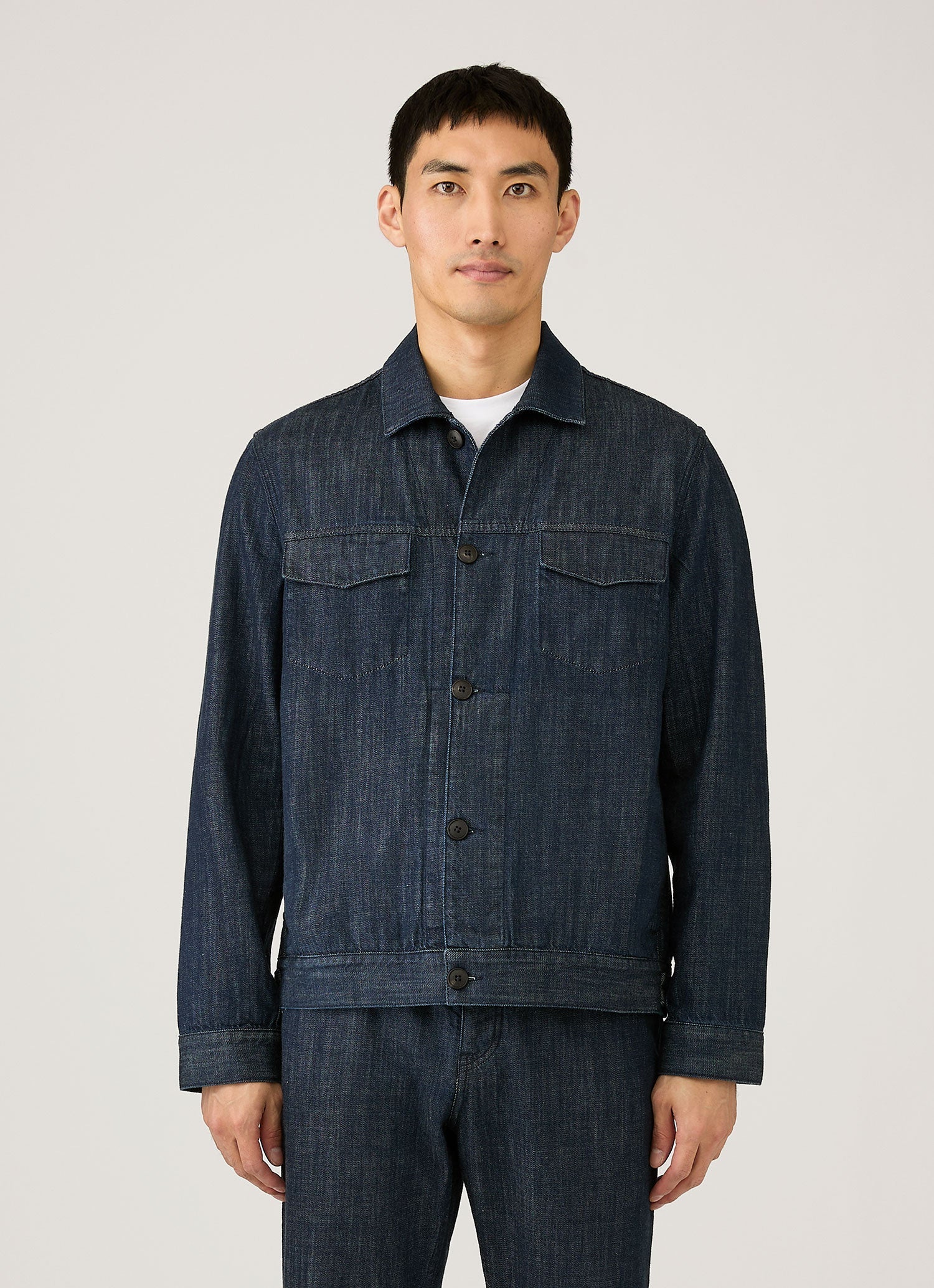 Men's Japanese Denim Jacket in Rinse Wash Denim | Sunspel