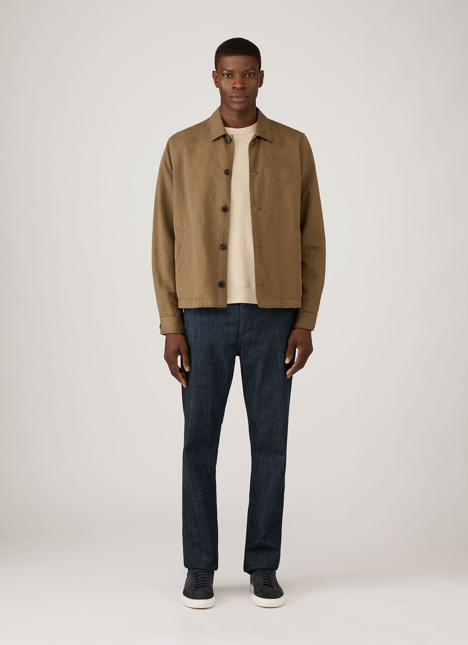 Men's Cotton Linen Jacket in Dark Cedar