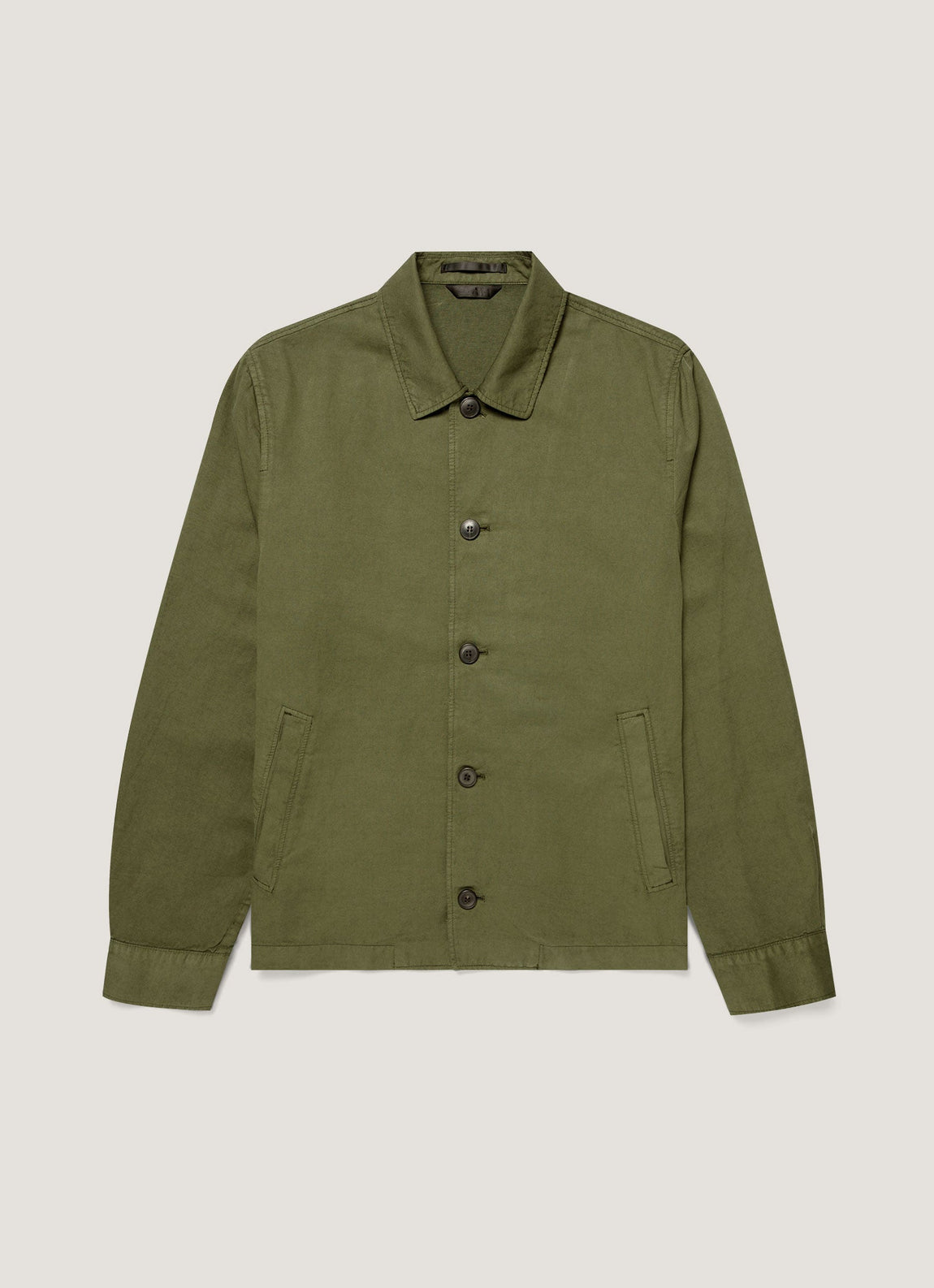 Men's Cotton Linen Jacket in Deep Olive