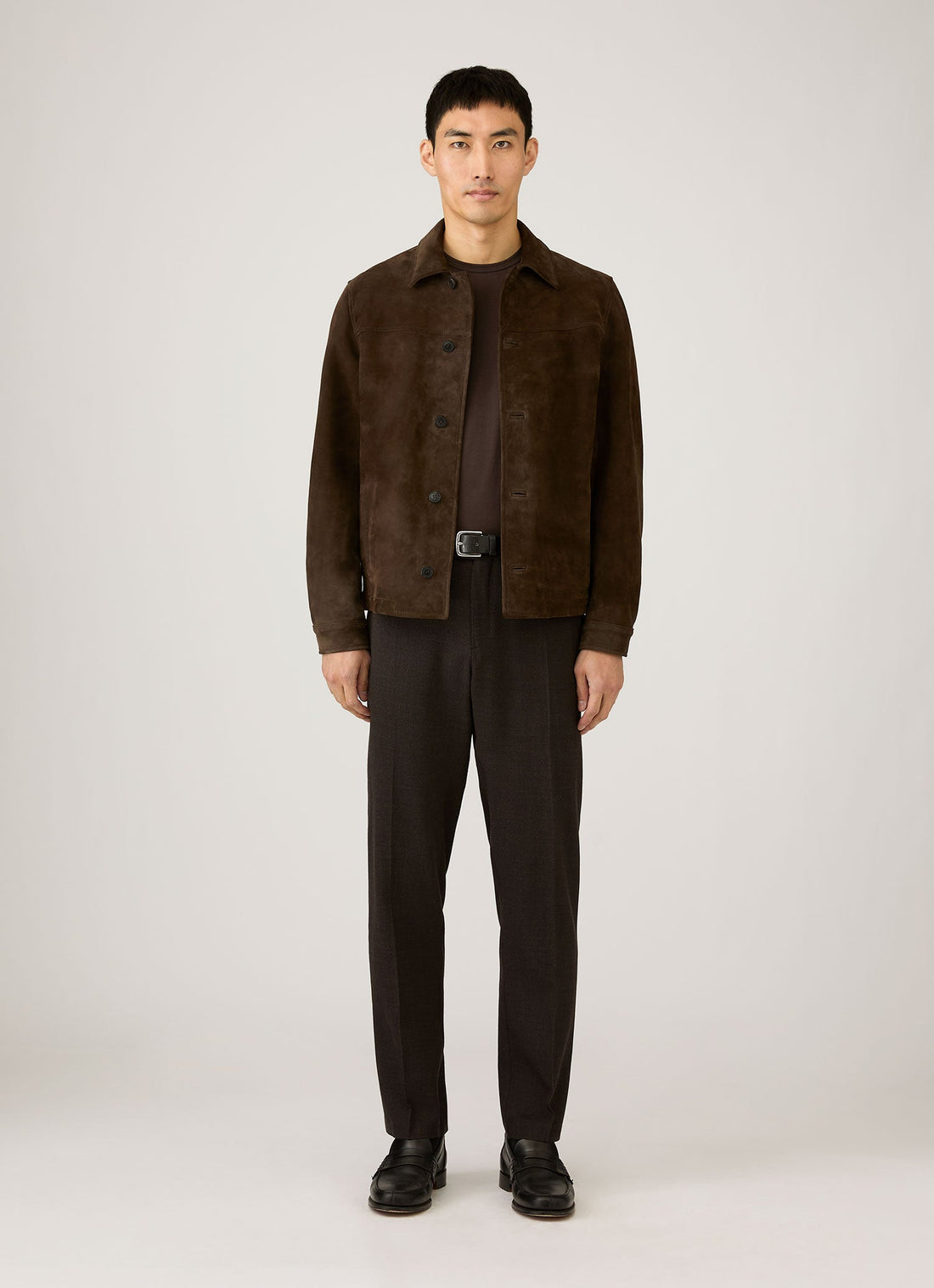 Men's Suede Jacket in Dark Brown