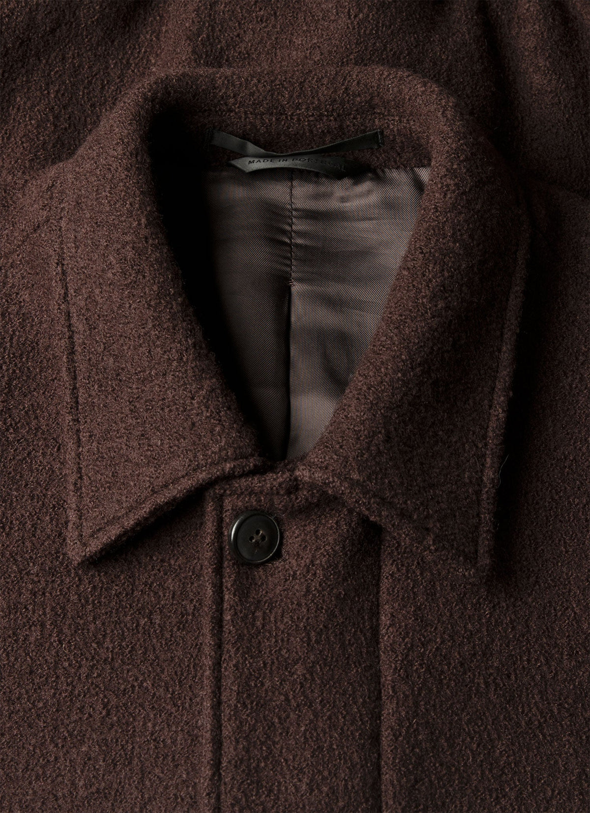 Men's Heavy Boiled Wool Jersey Bomber in Dark Chocolate