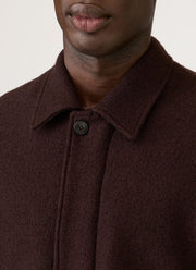 Men's Heavy Boiled Wool Jersey Bomber in Dark Chocolate