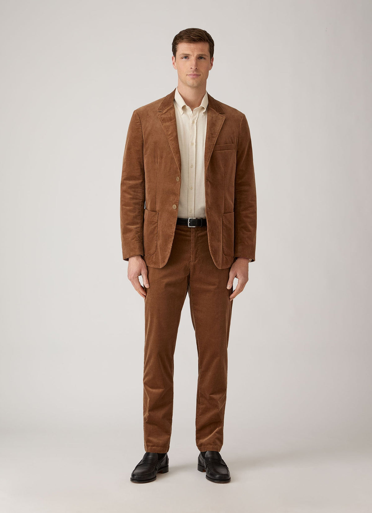 Men's Corduroy Two-Piece Suit in Dark Beige