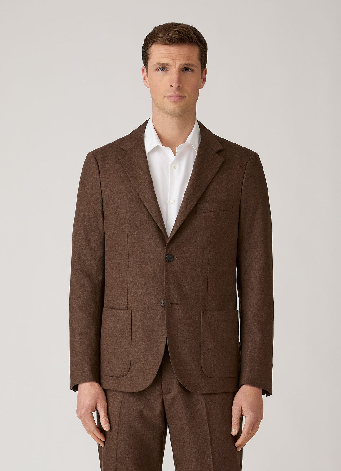 Men's Wool Cashmere Flannel Blazer in Light Brown Melange
