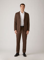 Men's Wool Cashmere Flannel Two-Piece Suit in Light Brown Melange