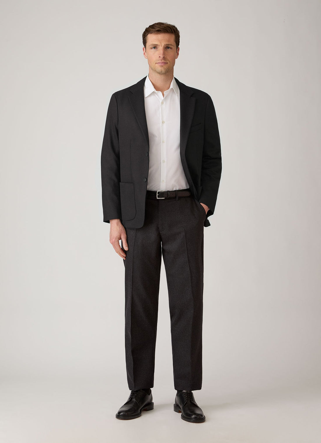 Men's Wool Cashmere Flannel Blazer in Charcoal Melange