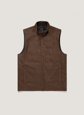Men's Wool Cashmere Flannel Gilet in Light Brown Melange