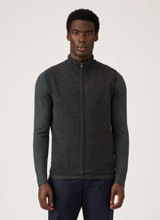 Men's Merino Cotton Double Faced Gilet in Dark Charcoal Melange