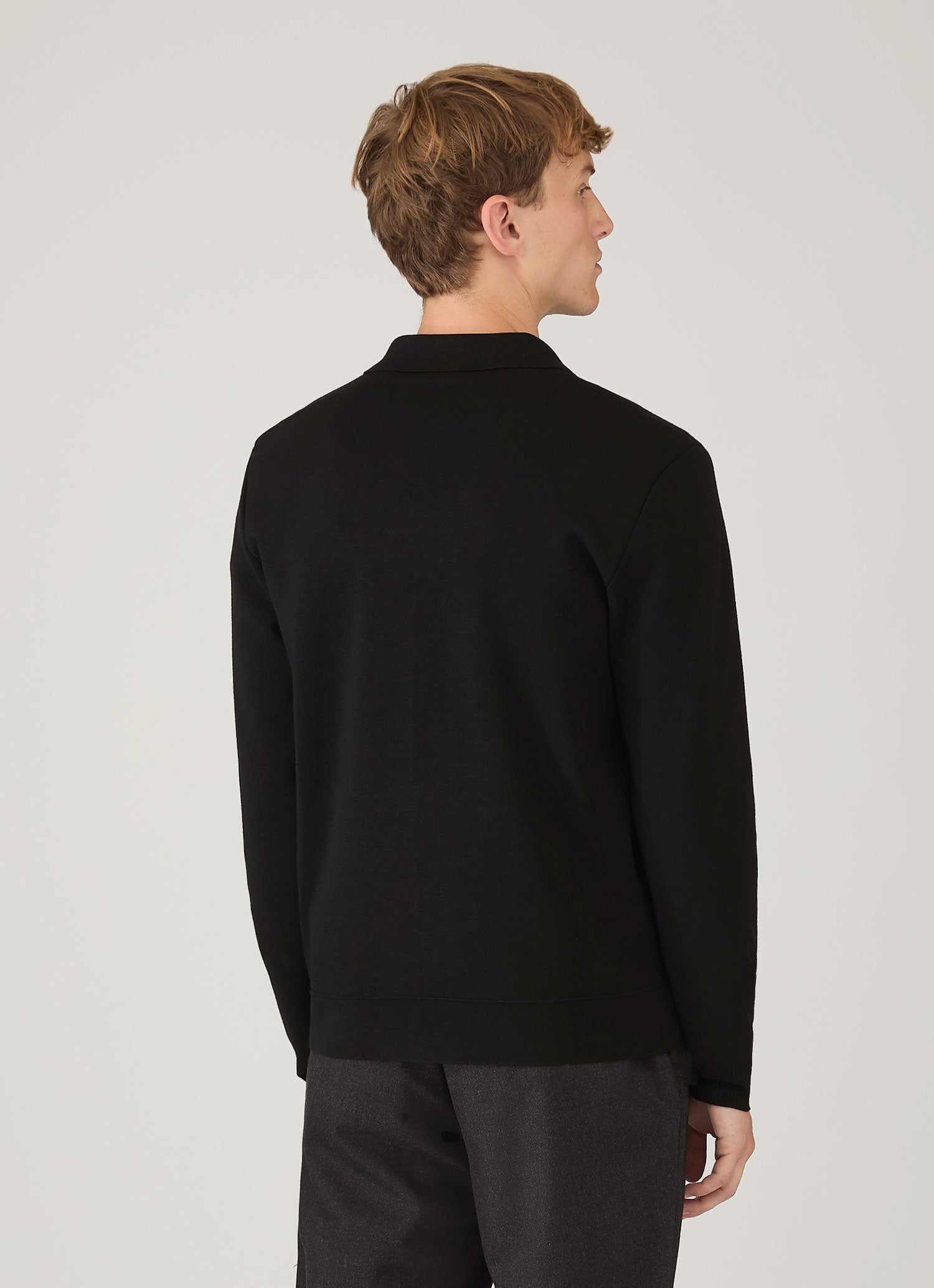 Men's Merino Milano Zip Jacket in Black | Sunspel