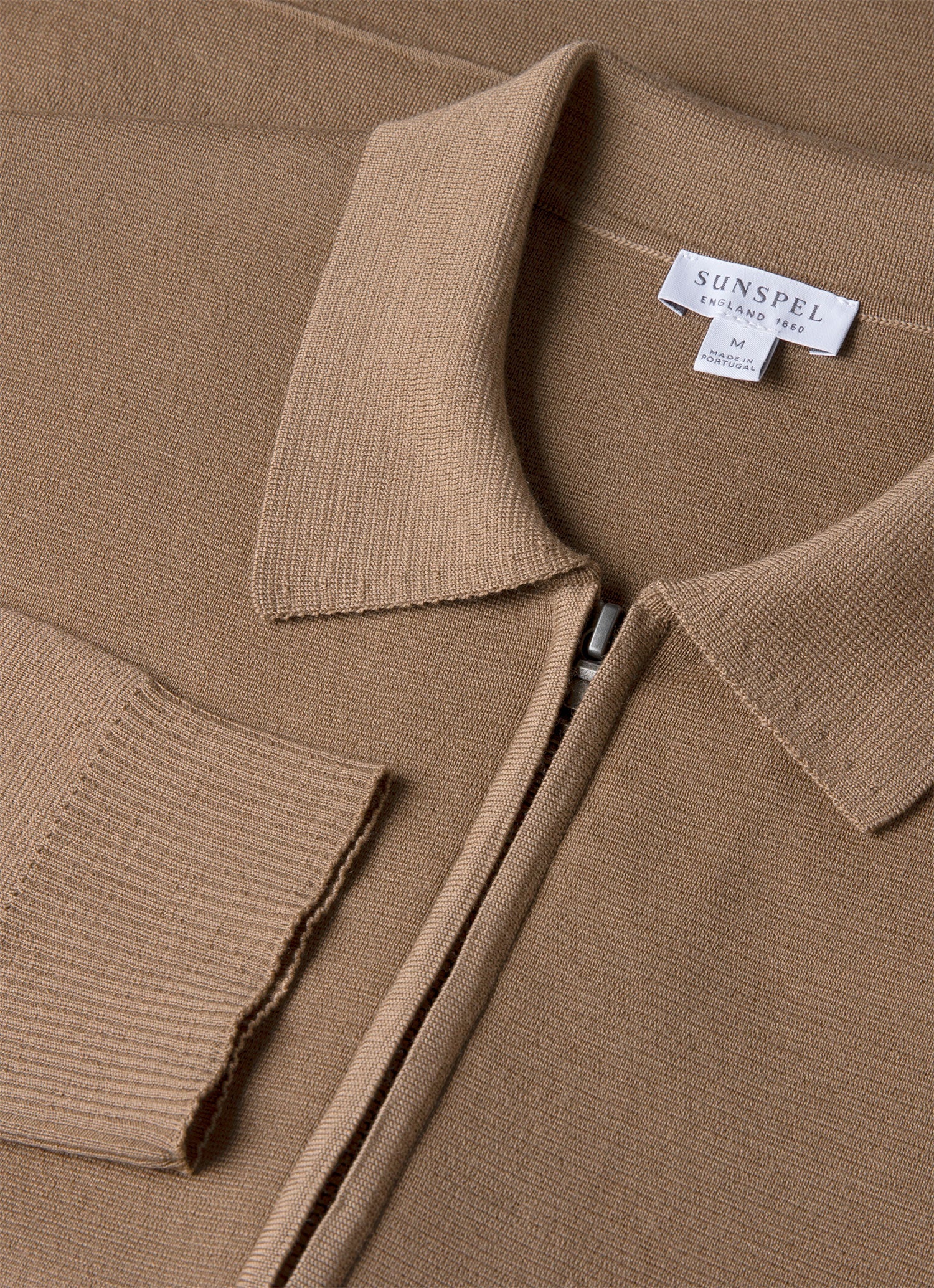 Men's Merino Milano Zip Jacket in Sandstone | Sunspel