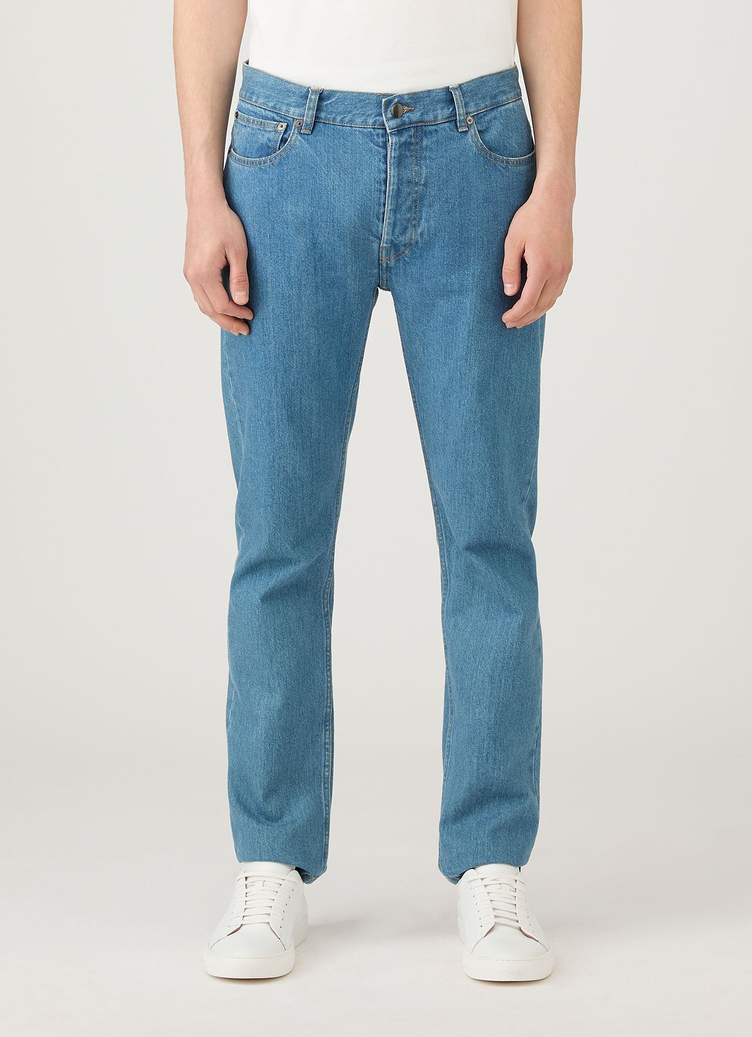 Men's Regular Fit Jeans in Mid Wash Denim