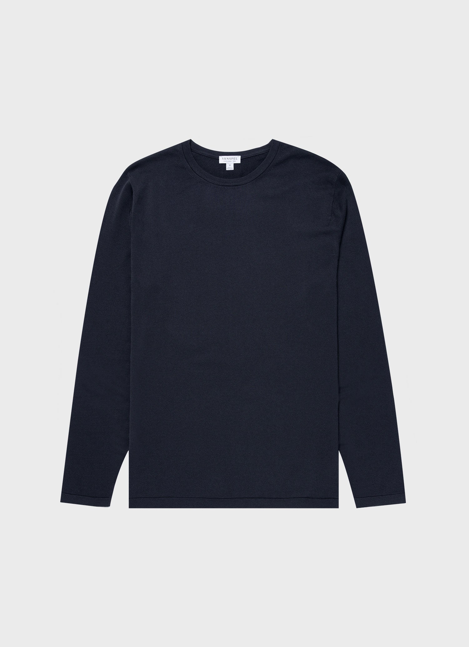 Men's Sea Island Cotton Crew Neck Jumper in Light Navy | Sunspel