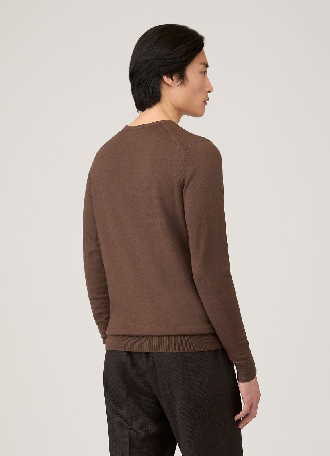 Men's Extra-Fine Merino Crew Neck in Bark