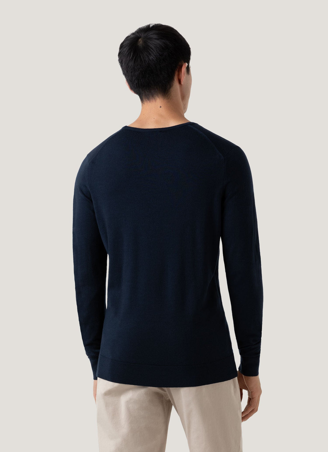 Men's Extra-Fine Merino Crew Neck in Light Navy