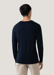 Men's Extra-Fine Merino Crew Neck in Light Navy