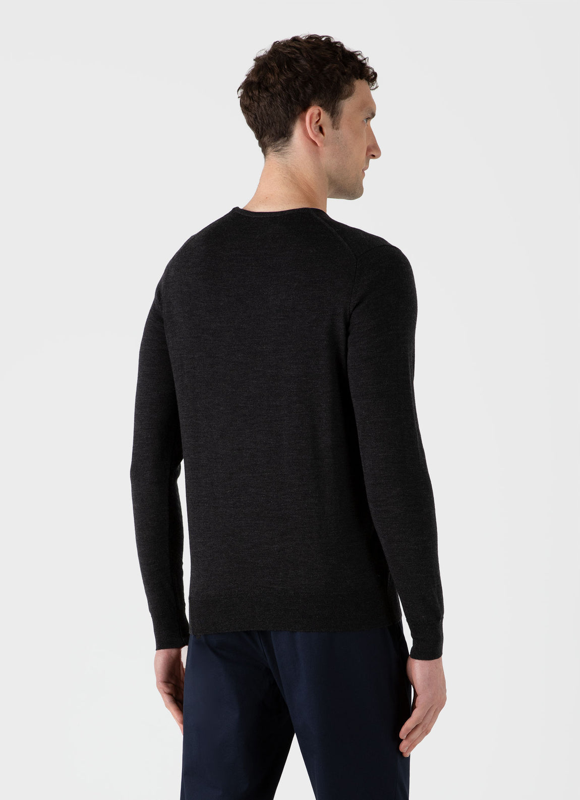 Men's Extra-Fine Merino Crew Neck in Charcoal Melange