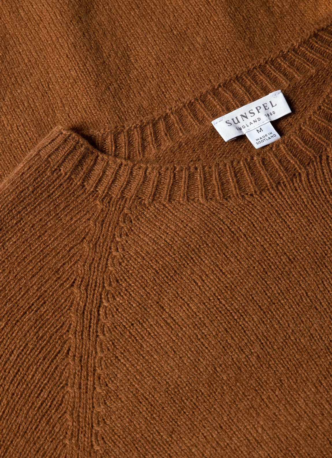 Men's Lambswool Crew Neck Jumper in Dark Camel