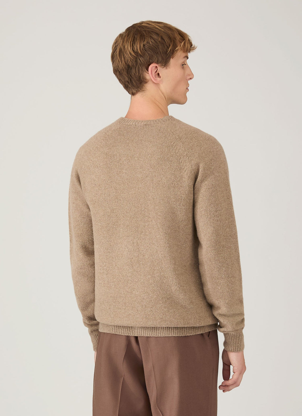 Men's Lambswool Crew Neck Jumper in Sandstone
