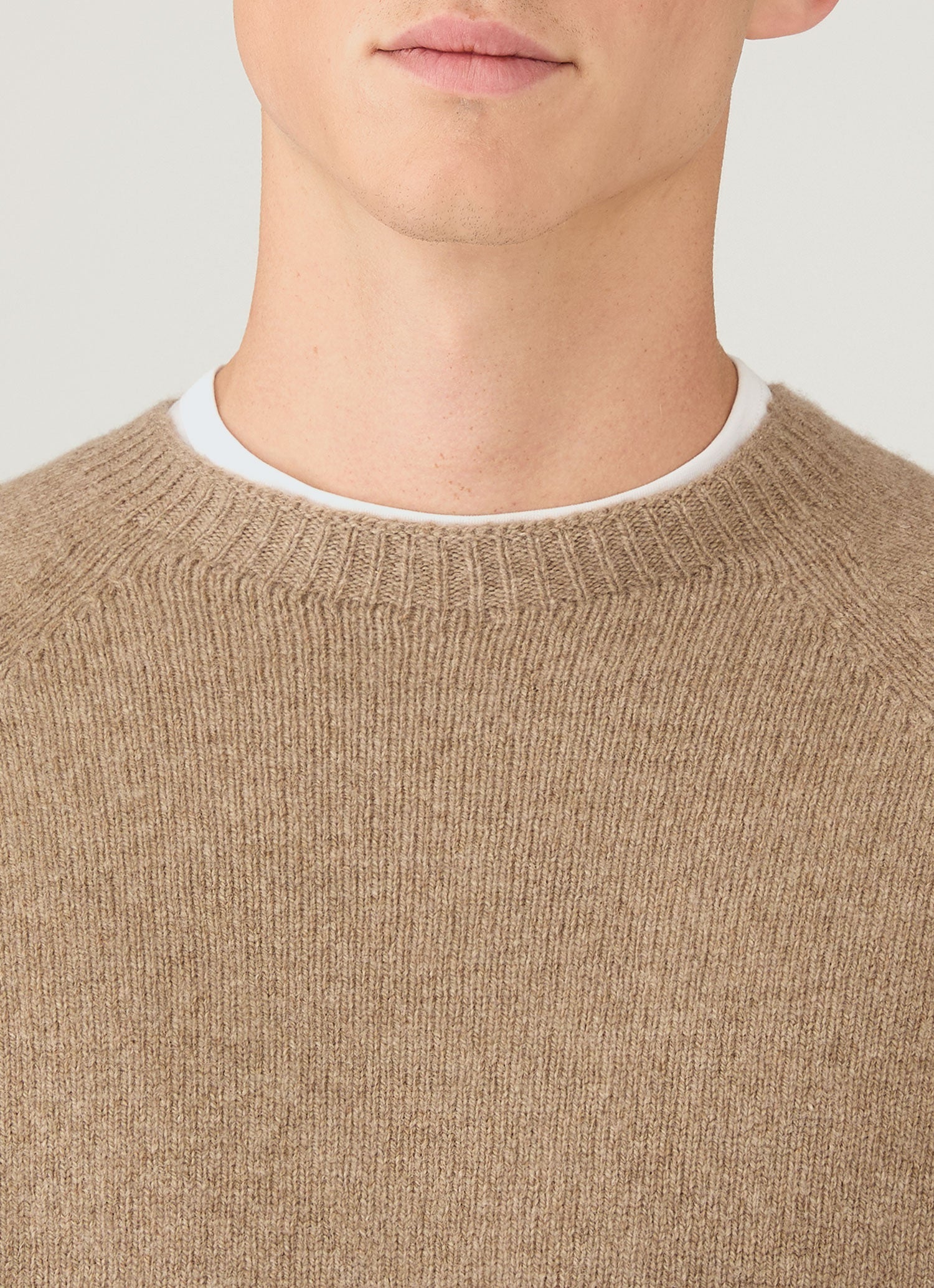 SCULPTOR トップス ベージュ M Men's Lambswool Crew Neck Jumper in Sandstone | Sunspel