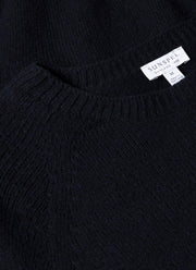 Men's Lambswool Crew Neck Jumper in Dark Navy Mouline