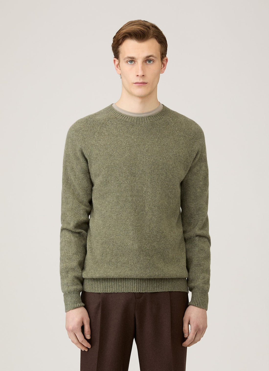 Men's Lambswool Crew Neck Jumper in Sea Moss