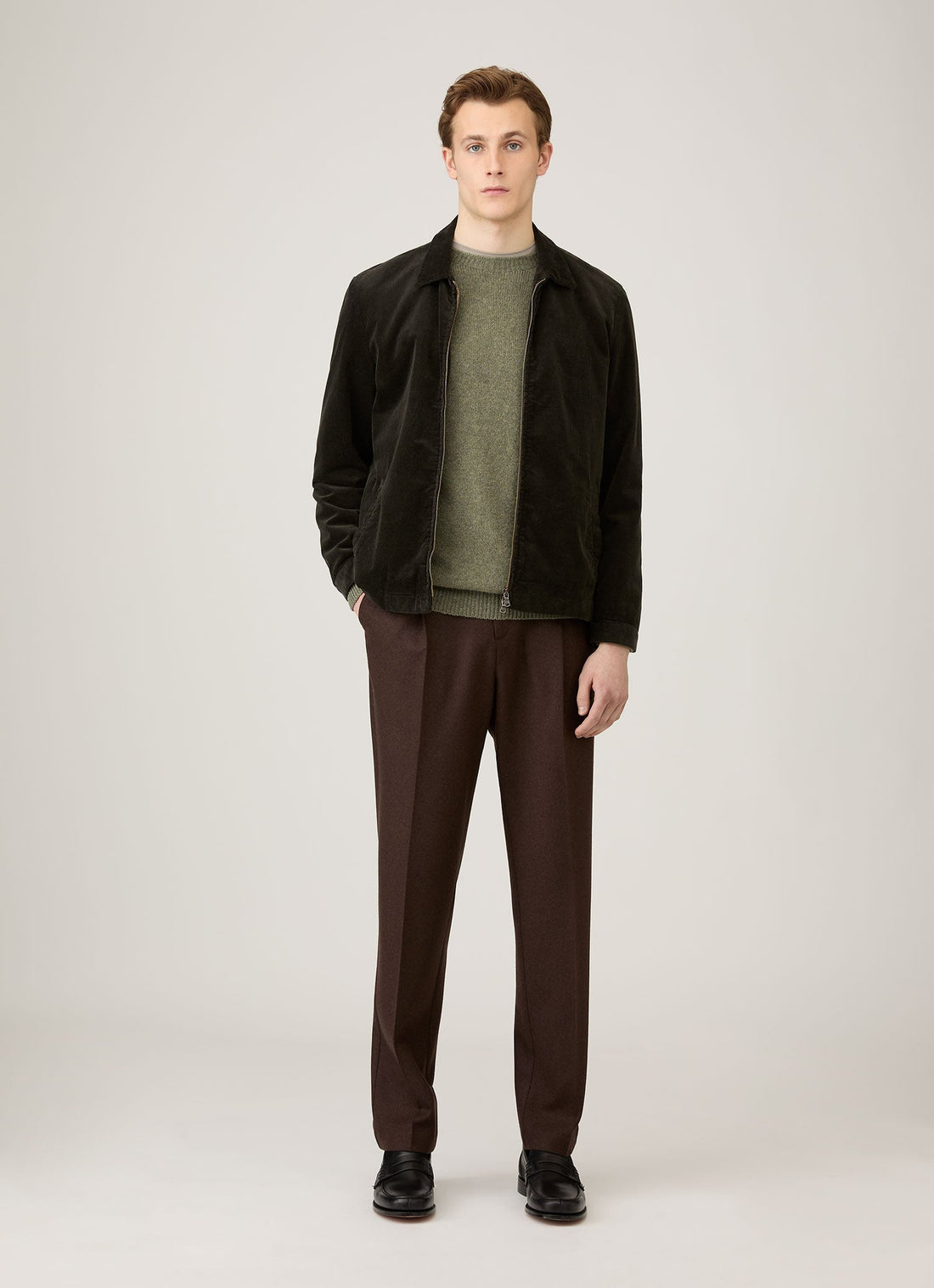 Men's Lambswool Crew Neck Jumper in Sea Moss