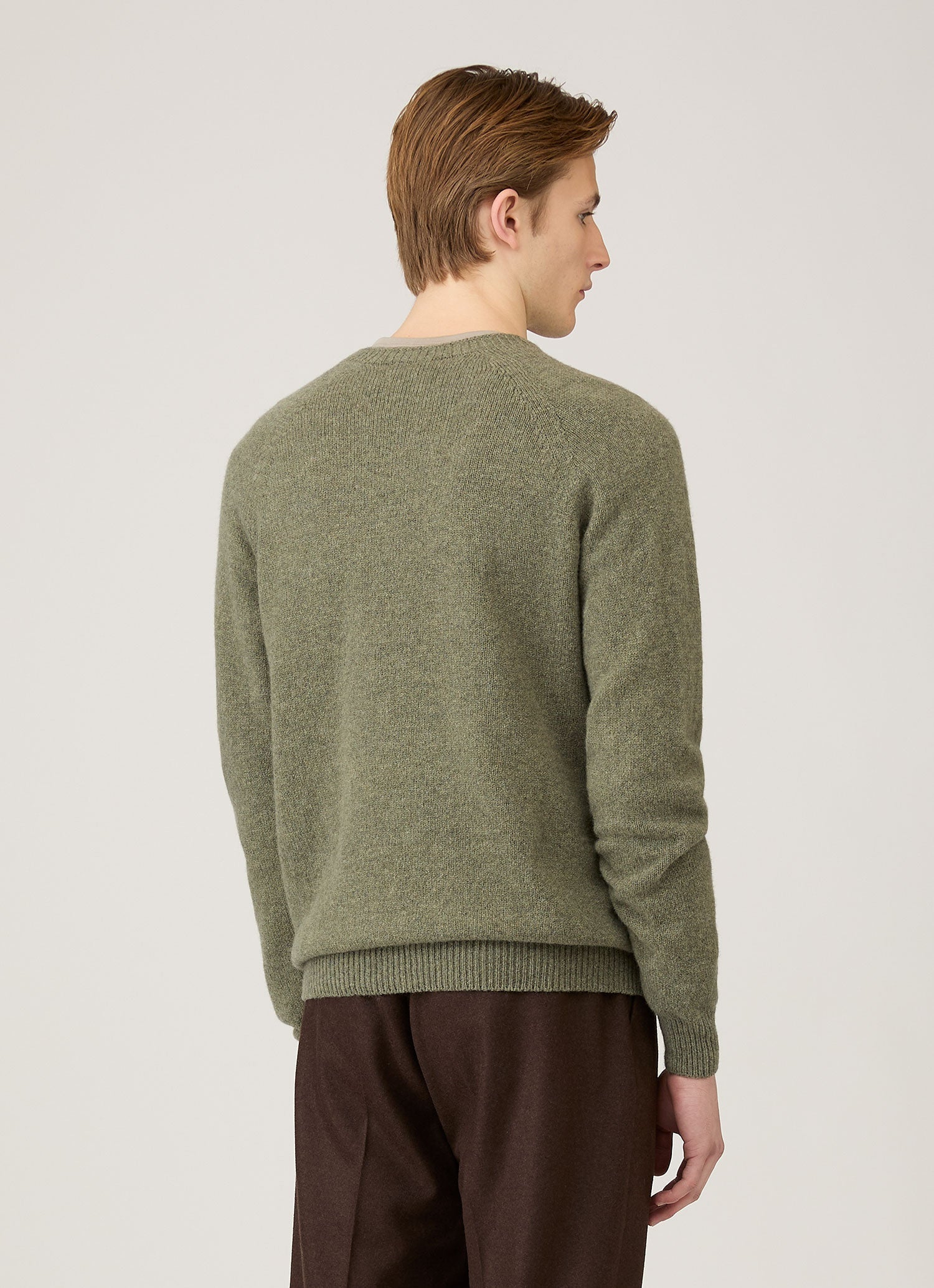 Men's Lambswool Crew Neck Jumper in Sea Moss