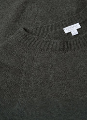 Men's Lambswool Crew Neck Jumper in Dark Green Twist