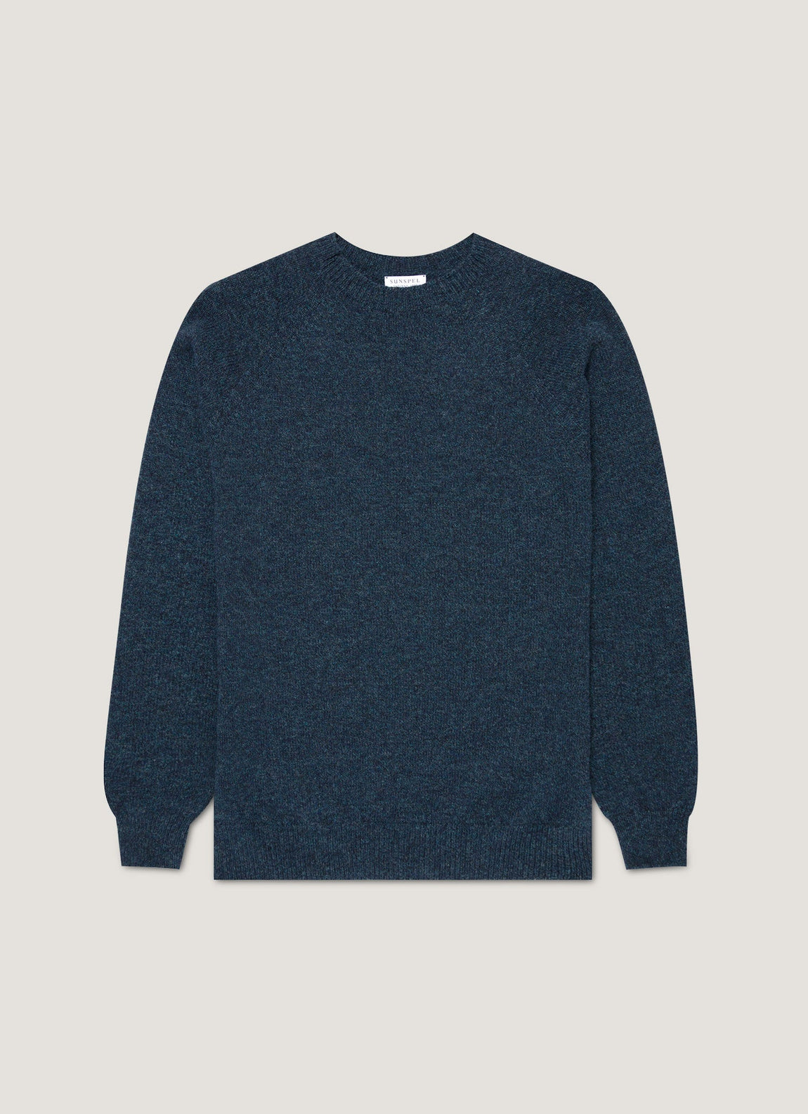 Men's Lambswool Crew Neck Jumper in Dark Petrol Twist