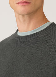 Men's Lambswool Crew Neck Jumper in Slate Green