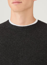 Men's Lambswool Crew Neck Jumper in Charcoal Melange
