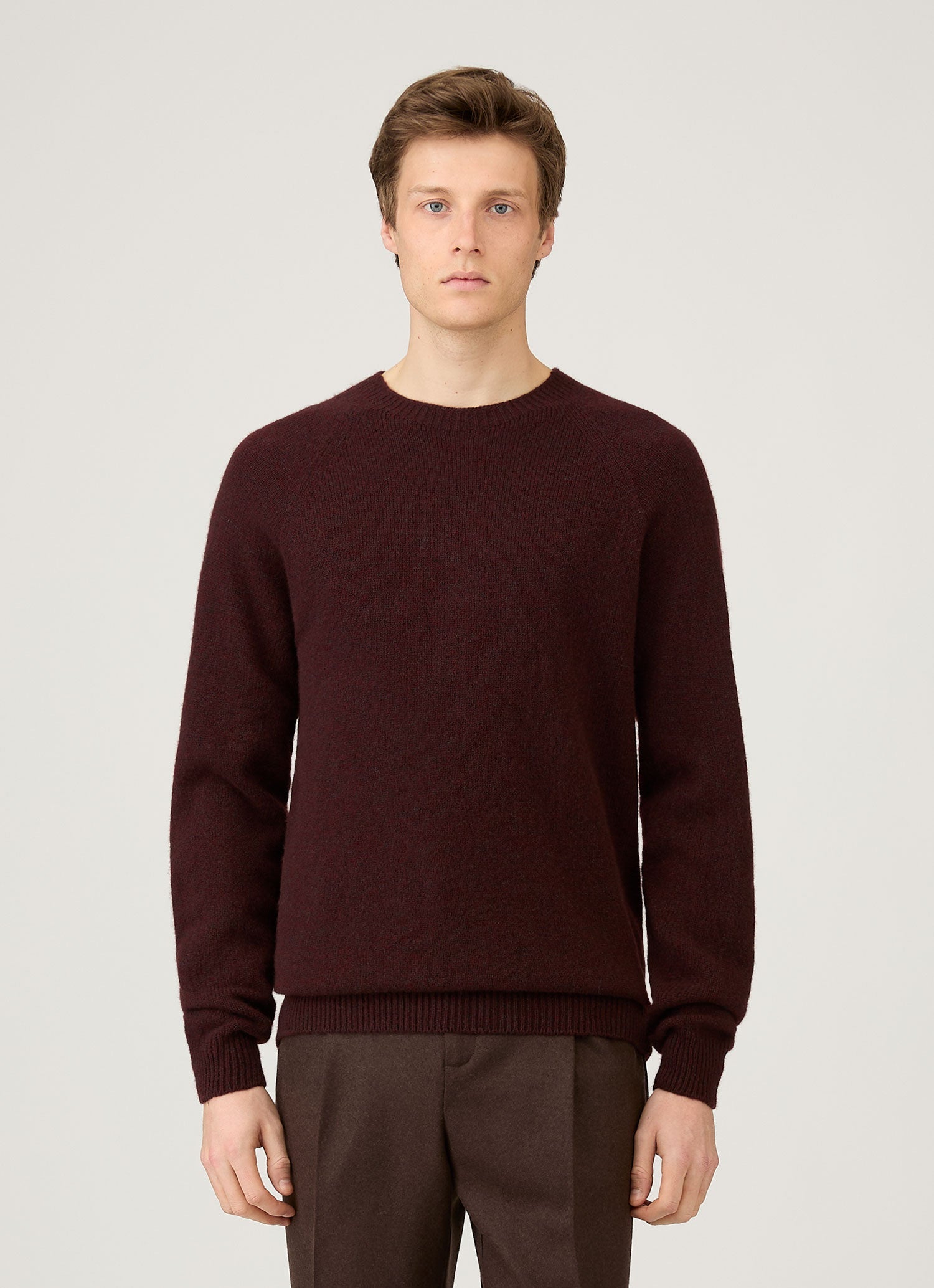 Men's Lambswool Crew Neck Jumper in Bakelite Twist | Sunspel