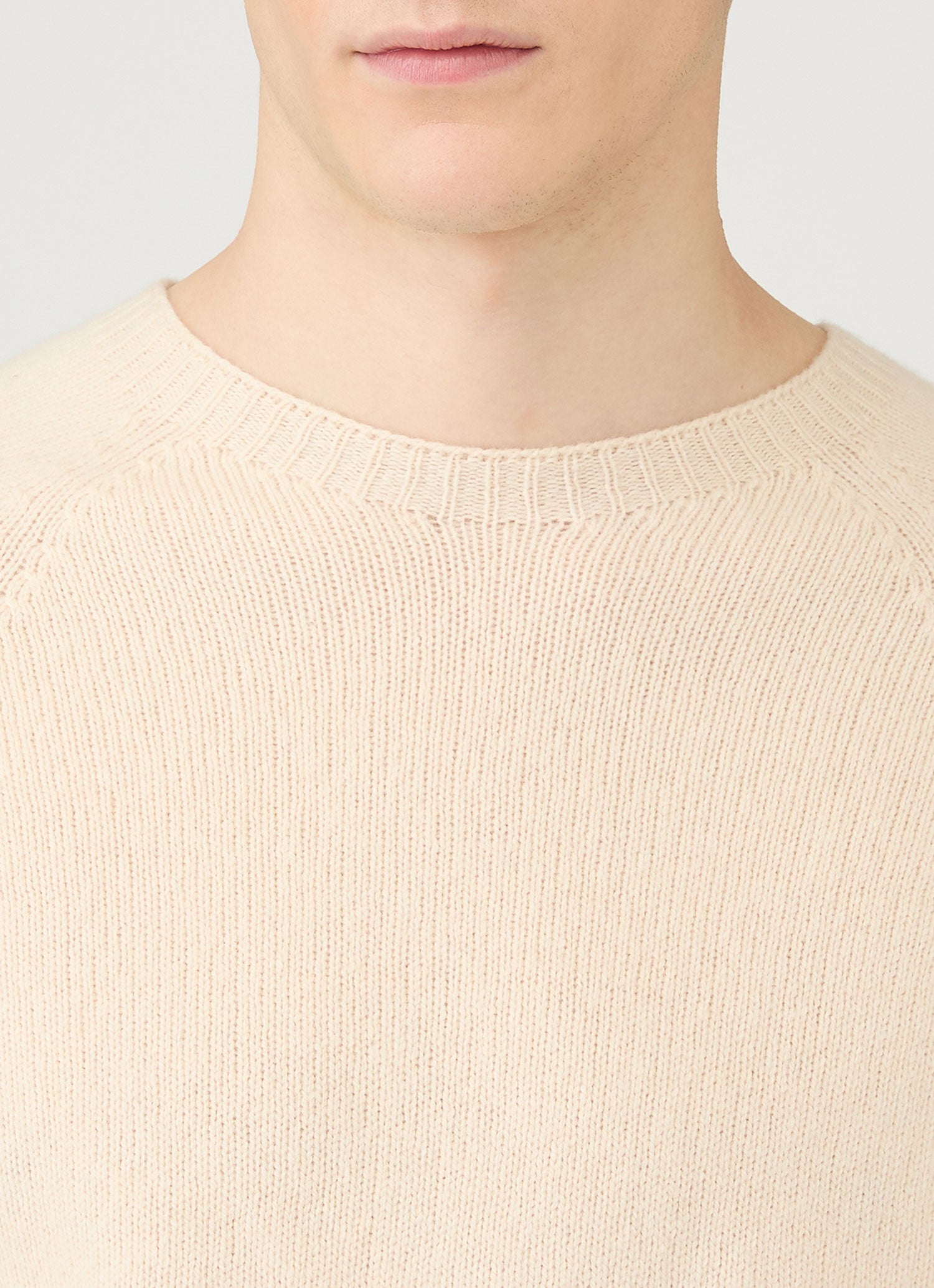 Men's Lambswool Crew Neck Jumper in Ecru