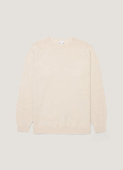 Men's Lambswool Crew Neck Jumper in Oatmeal Melange