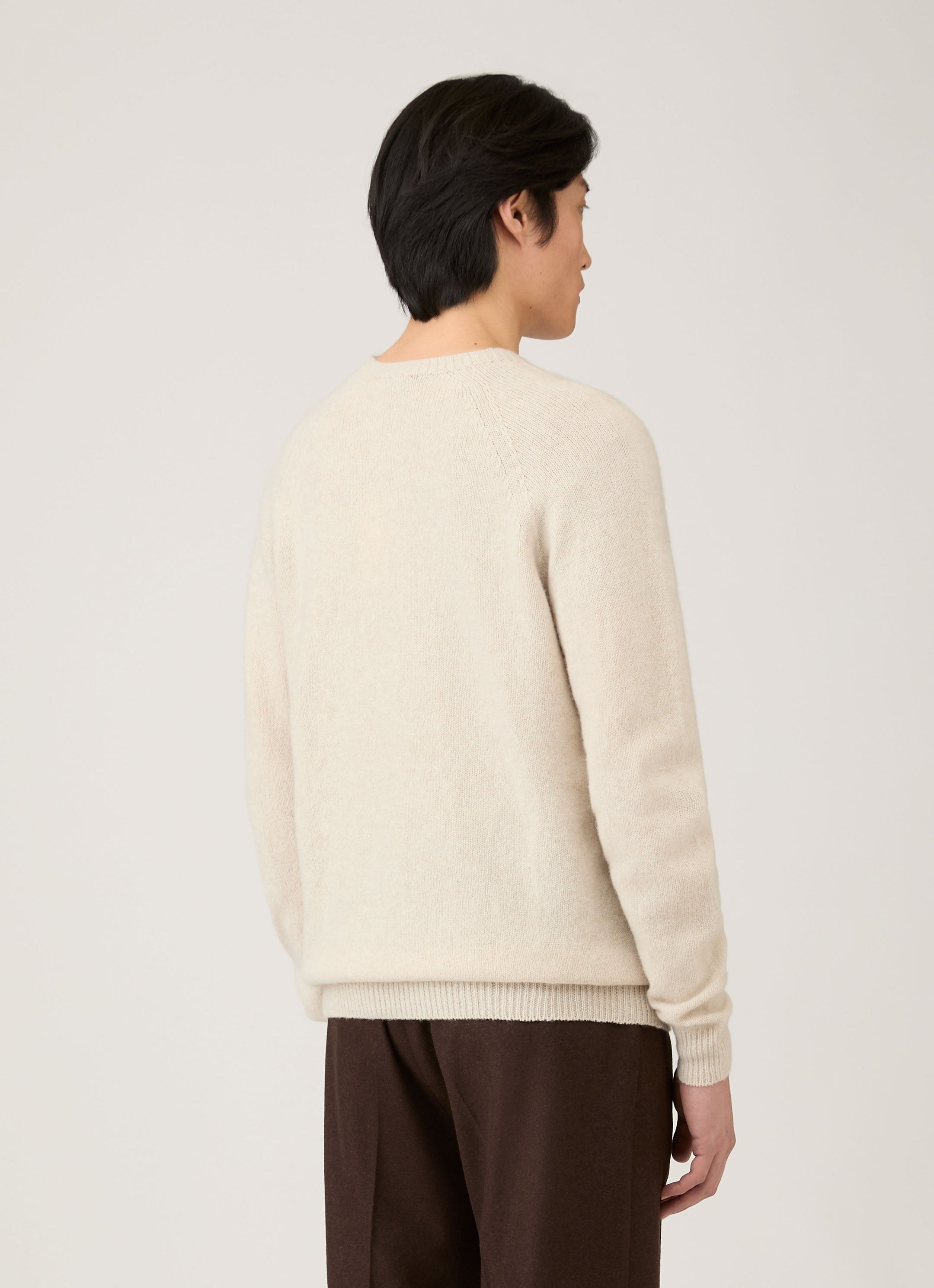 Men's Lambswool Crew Neck Jumper in Oatmeal Melange