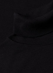 Men's Extra-Fine Merino Roll Neck in Black