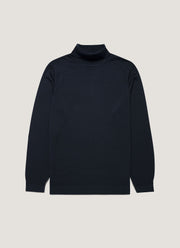 Men's Extra-Fine Merino Roll Neck in Navy