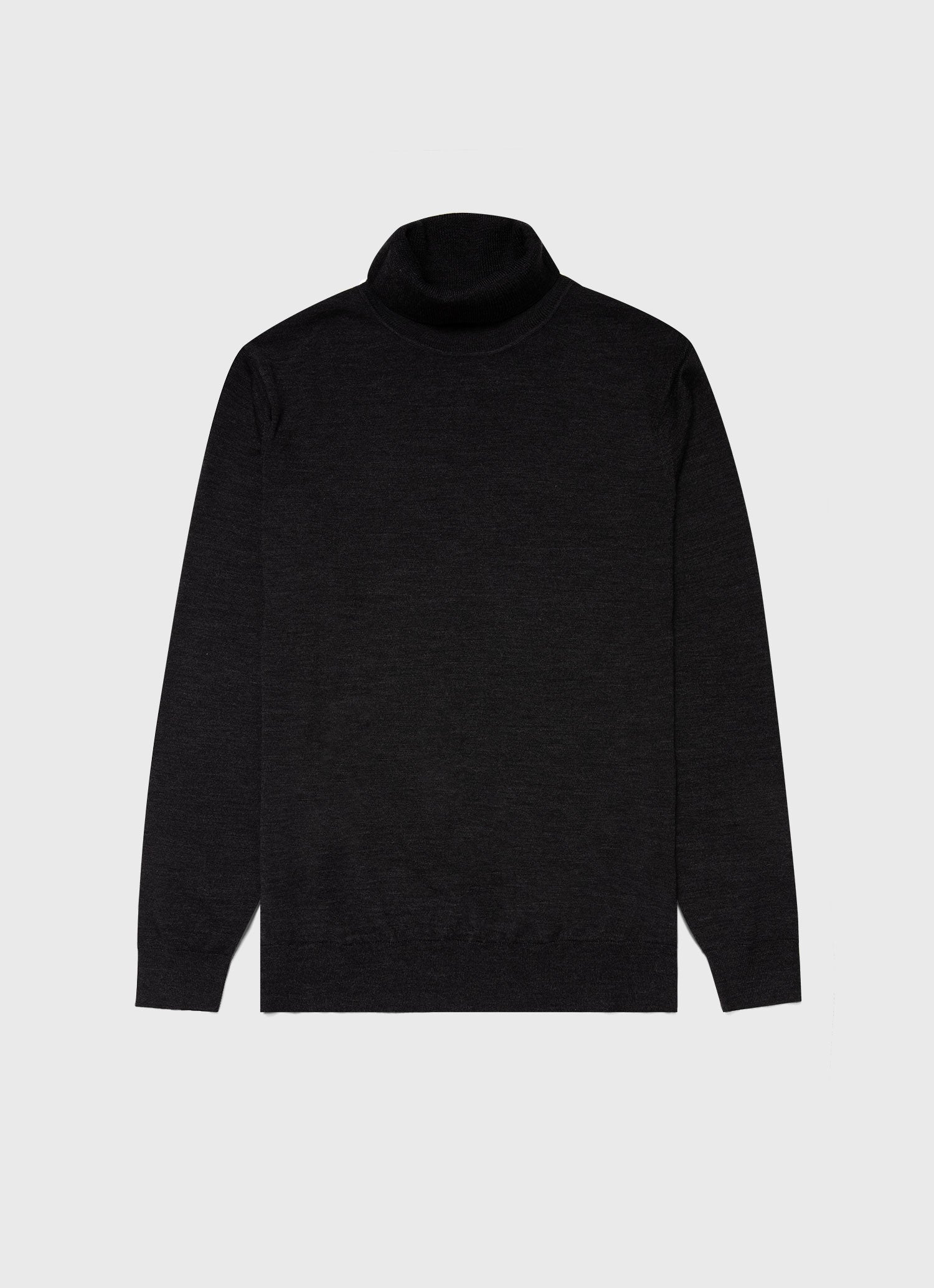 Men's Extra-Fine Merino Roll Neck in Charcoal Melange | Sunspel