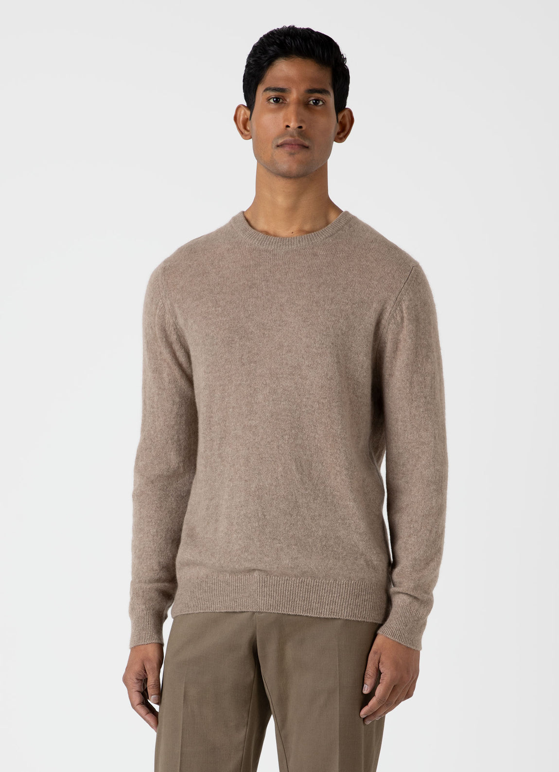 Men's Scottish Cashmere Jumper in Natural Brown