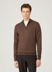 Men's Extra-Fine Merino Zip Neck in Bark
