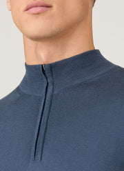 Men's Extra-Fine Merino Zip Neck in Slate Blue